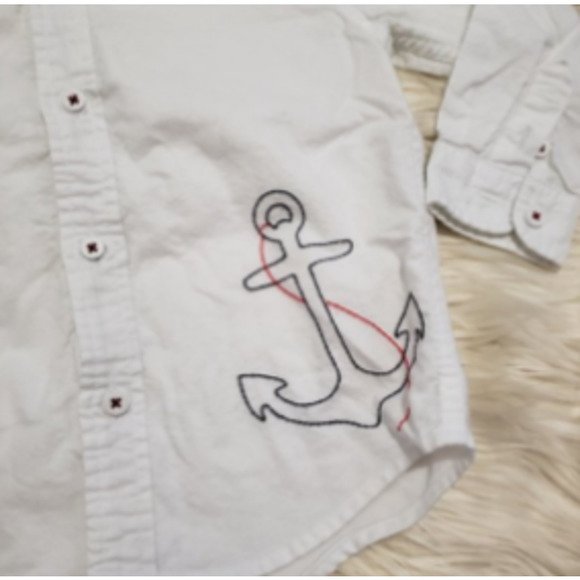 JANIE & JACK white anchor button down polo 2T - Picture 3 of 3